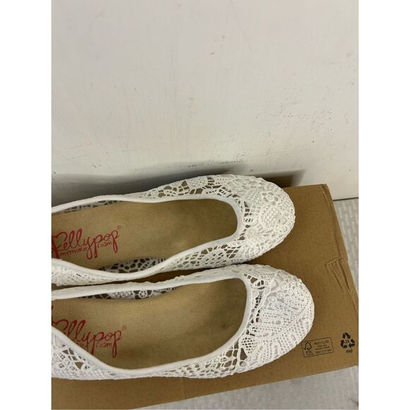 Jelly Pop memory foam Shoes 9m flats white crochet round toe - Picture 5 of 8